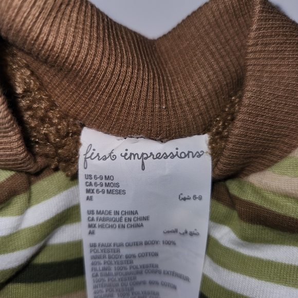 First Impressions Reversible Striped Jacket - Green and Brown - Picture 4 of 6